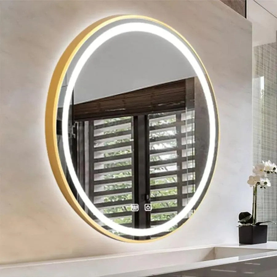 Oglinda LED Touch Venere Sistem Dezaburire Rama Aurie 70x70 cm Colectia Marcello Funghi