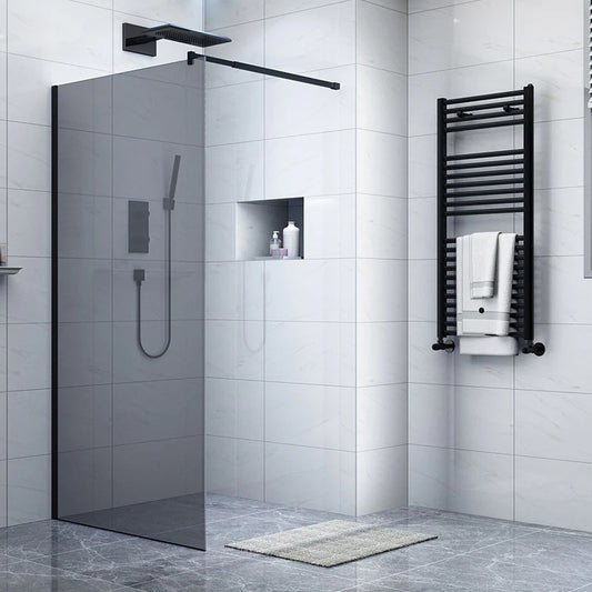 Paravan Dus Tip Walk In BP6612,Diplon 100X195cm, Sticla Securizata Neagra 8 Mm, Profil Aluminiu Negru