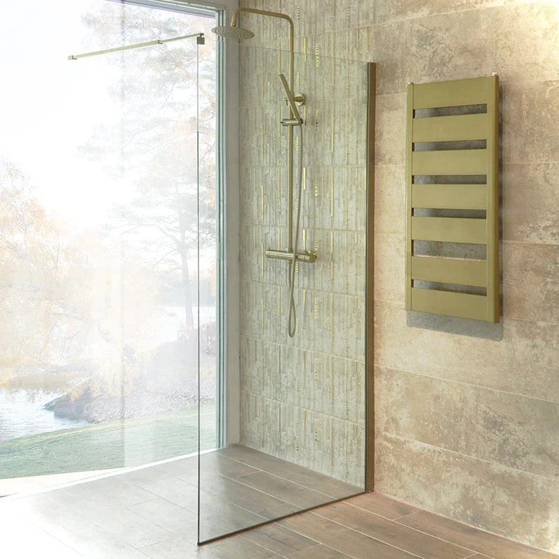 Paravan Dus Walk-In BP8012GL-80cm, Sticla Clara Securizata 8 Mm, Profil Aluminiu/Auriu