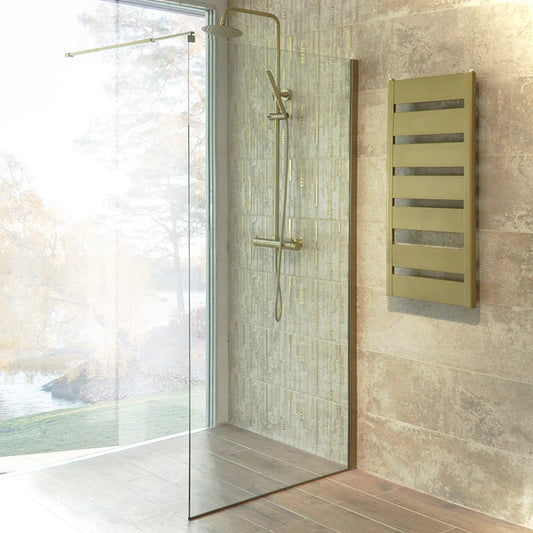 Paravan Dus Walk-In BP8012GL-80cm, Sticla Clara Securizata 8 Mm, Profil Aluminiu/Auriu