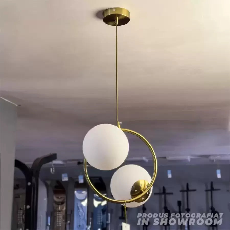 Lustra LOFT Atelier, 2x E27, Alb Auriu, Metal, Inaltime Reglabila