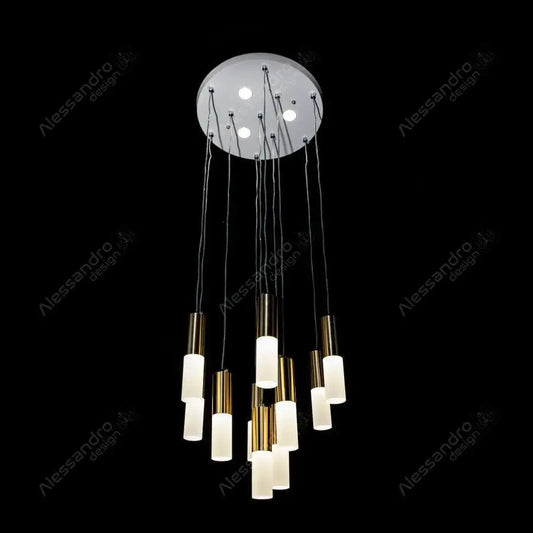Pendul NEPTUNIA 80W, 10 Elemente, lumina Rece/Calda/Neutra, Auriu Lucios, Inaltime Reglabila