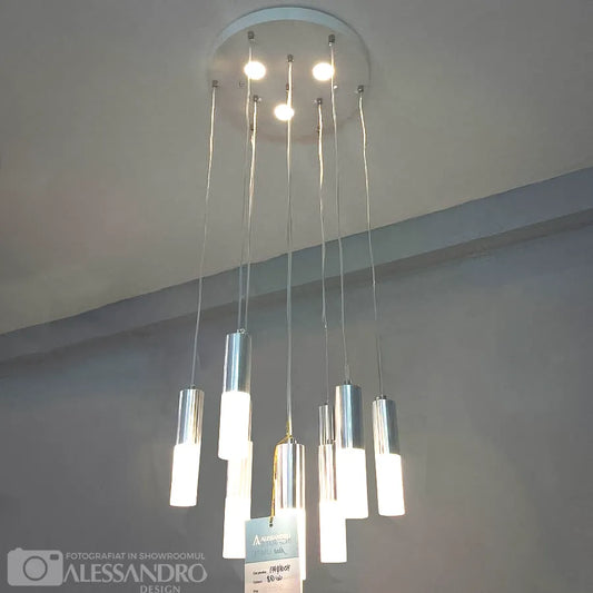 Pendul NEPTUNIA 80W, 10 Elemente, lumina Rece/Calda/Neutra, Crom Lucios, Inaltime Reglabila