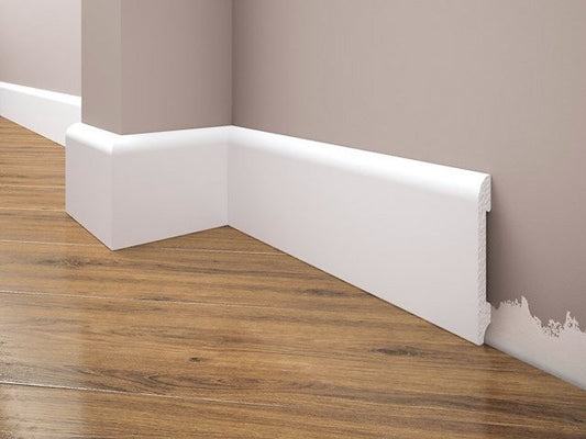 Plinta polimer dur decorativa alba 7cm