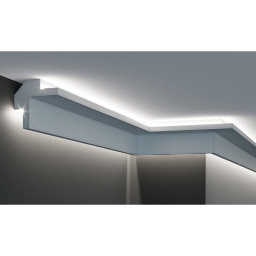 Profil pentru banda LED din polistiren extrudat acoperit cu rasina minerala KD503 - 8.4x8.4x115 cm
