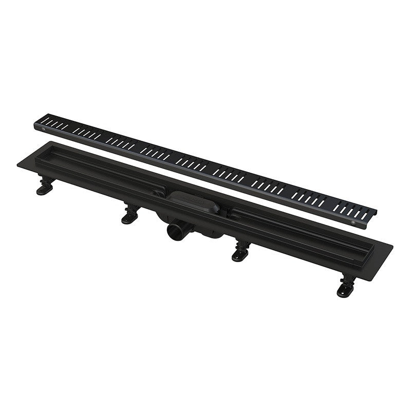 Rigola de dus AlcaPlast, Simple, cu capac, 65 cm, negru mat