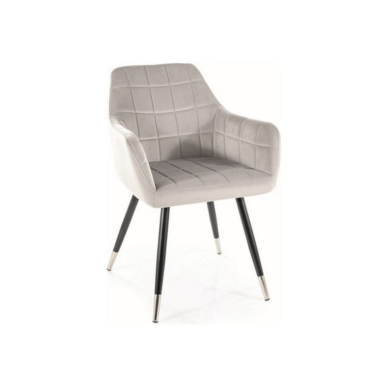 Scaun NUXE, gri deschis/negru, stofa catifelata/metal, 56x42x83 cm