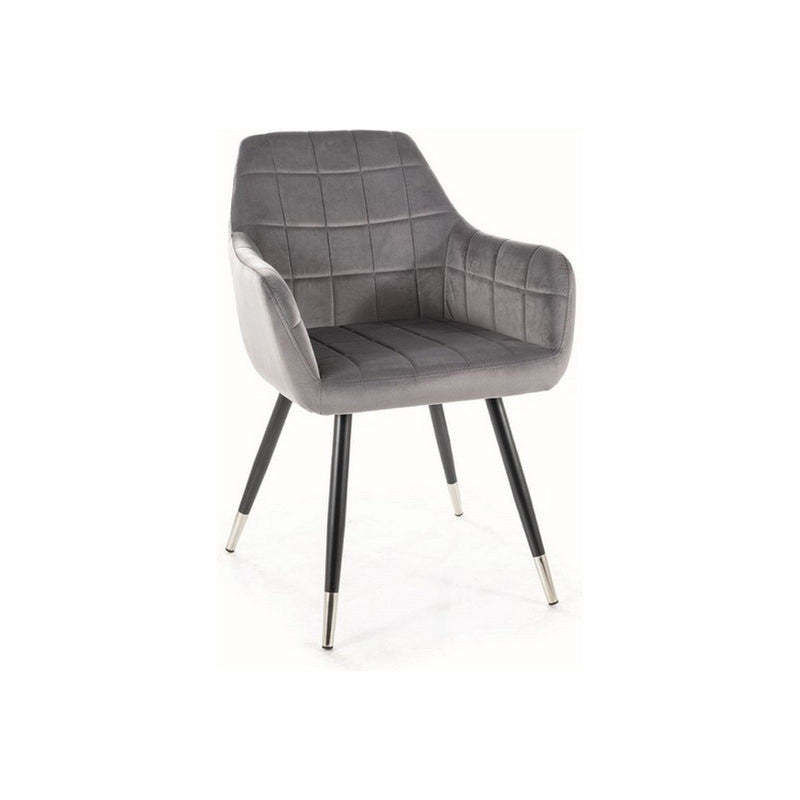 Scaun NUXE, gri/negru, stofa catifelata/metal, 56x42x83 cm