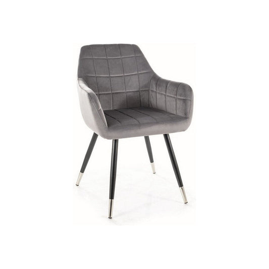 Scaun NUXE, gri/negru, stofa catifelata/metal, 56x42x83 cm