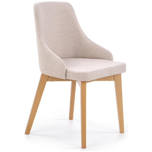 Scaun tapitat Toledo, gri/stejar honey, stofa clasica/lemn de fag, 51X55X82 CM