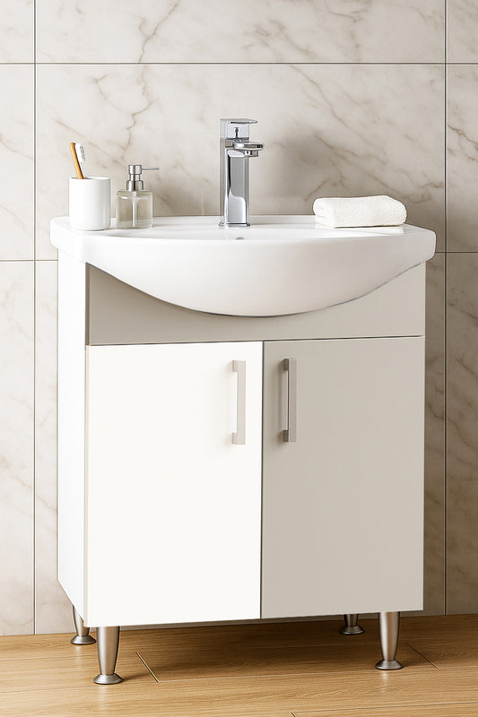 Mobilier Baie eco și lavoar, Seria 001, Montat, 60cm, Taupe