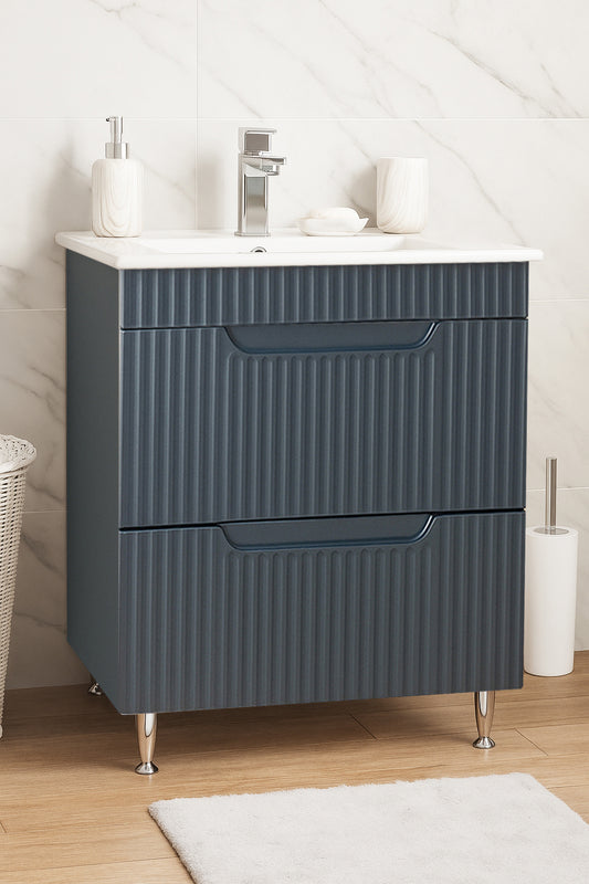 Mobilier Baie MDF și lavoar, Seria 033, Sertare, 60cm, Antracit