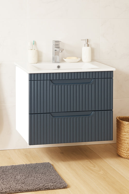 Mobilier Baie MDF kit și lavoar, Seria 033, Suspendat, Sertare, 60cm, Antracit