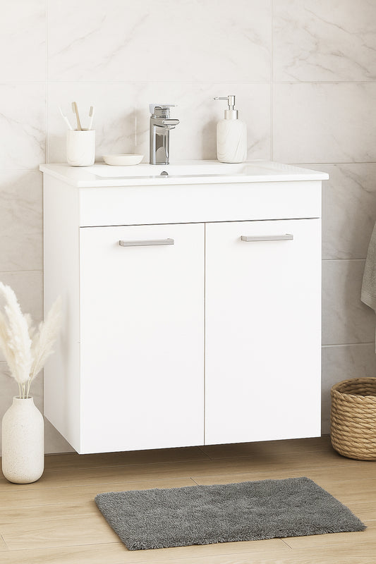 Mobilier baie și lavoar, Seria 067, Suspendat, 2 Uși, 60cm, Alb