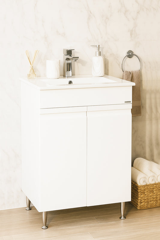Mobilier Baie MDF și lavoar, Seria 086, 50cm, Alb