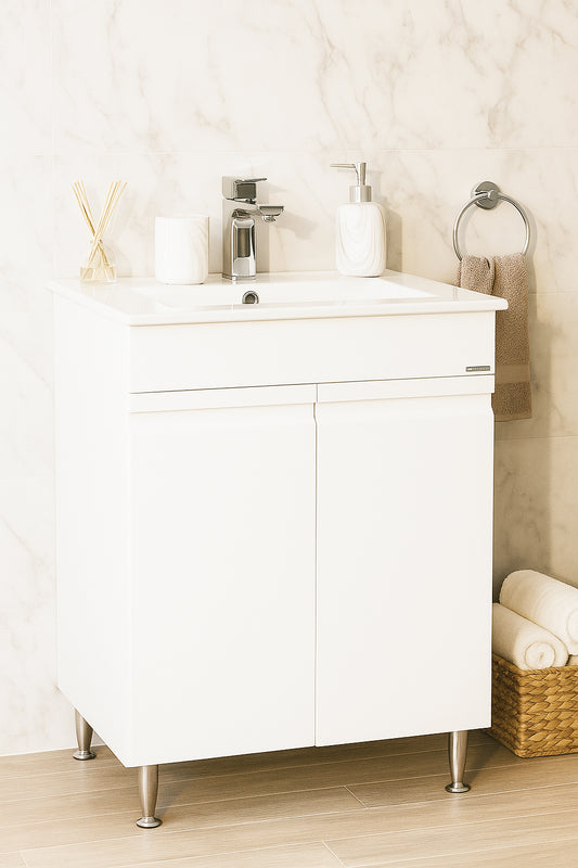 Mobilier Baie MDF și lavoar, Seria 086, 60cm, Alb