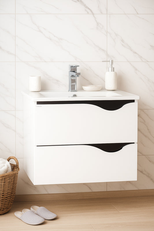 Mobilier Baie și lavoar, Seria 097, Suspendat, Sertare, 60cm, Alb