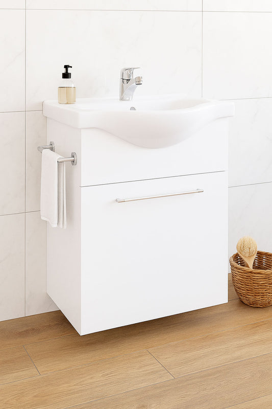 Mobilier Baie și lavoar, Seria 130, Suspendat, 55cm, Alb