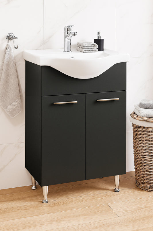 Mobilier Baie MDF și lavoar, Seria 153, 55cm, Antracit