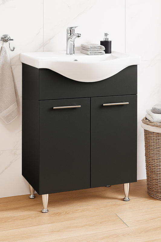 Mobilier Baie MDF și lavoar, Seria 153, 60cm, Antracit