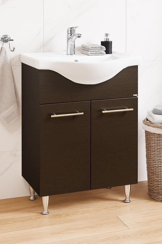 Mobilier Baie MDF și lavoar, Seria 153, 60cm, Wenge