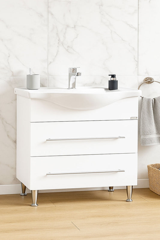 Mobilier Baie Kit și lavoar, Seria 187, 80cm, Alb