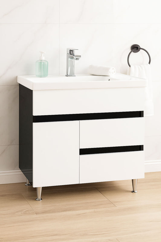 Mobilier Baie MDF și lavoar Seria 288, 80cm, Negru