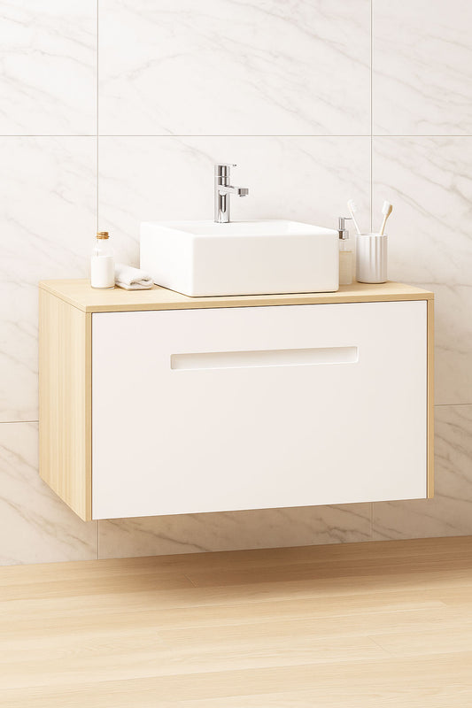 Mobilier Baie și lavoar, Seria 401, 90cm, Fag