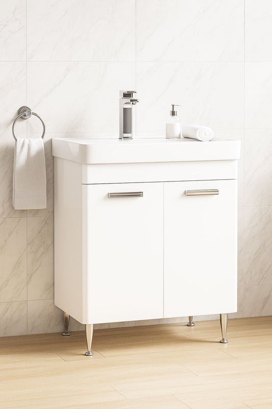 Mobilier Baie MDF și lavoar, Seria 501, 60cm, Alb