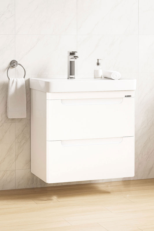 Mobilier Baie MDF și lavoar, Seria 502, 60cm, Alb