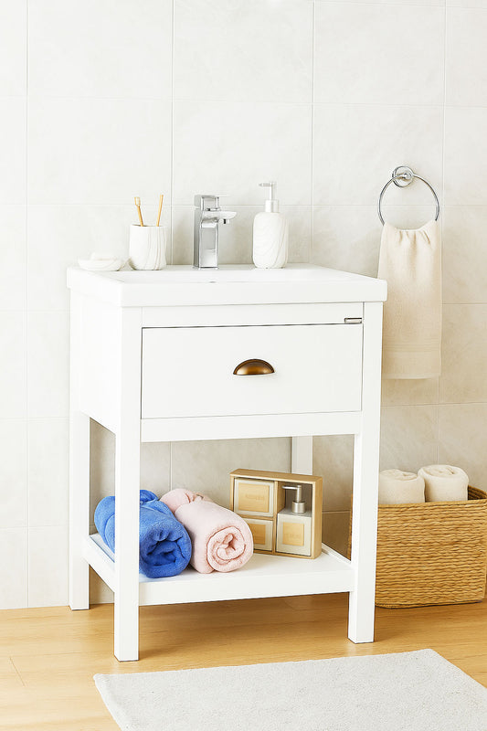 Mobilier Baie MDF și lavoar, Seria 720, 60cm, Alb