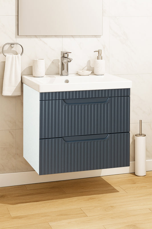 Mobilier Baie MDF kit și lavoar, Seria 733, Suspendat, Sertare, 60cm, Antracit