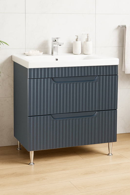 Mobilier Baie MDF și lavoar, Seria 733, Sertare, 80cm, Antracit
