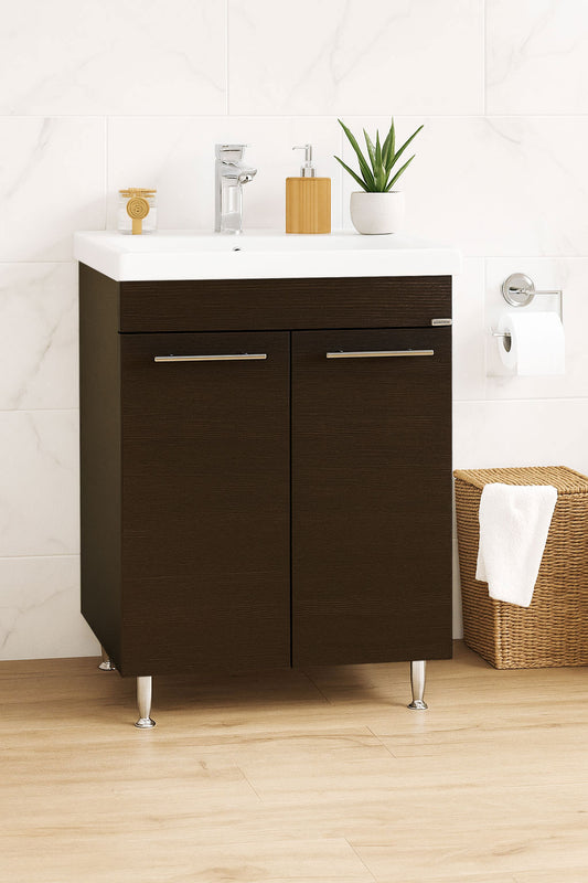 Mobilier Baie MDF și lavoar, Seria 754, 60cm, Wenge