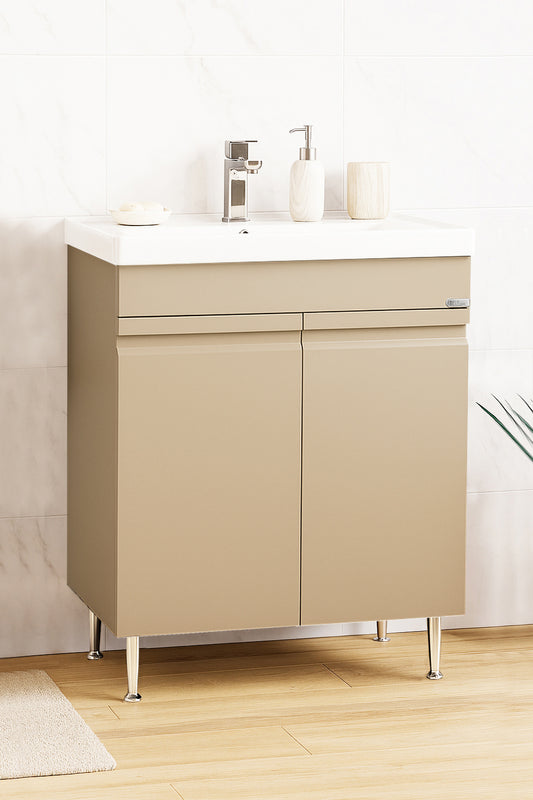 Mobilier Baie MDF și lavoar, Seria 786, 65cm, Cappuccino