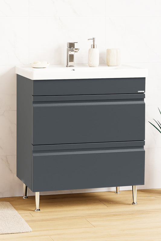 Mobilier Baie MDF și lavoar, Seria 786, Sertare, 70cm, Antracit