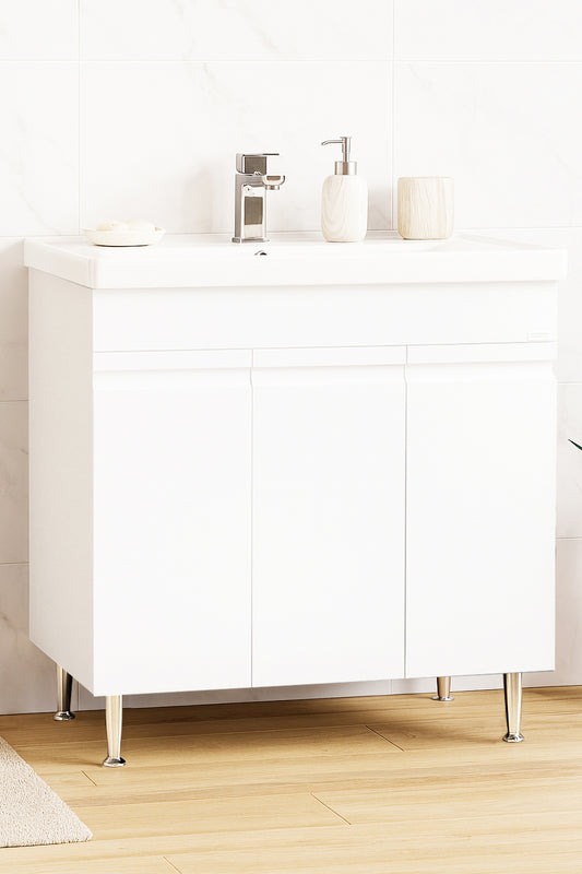 Mobilier Baie MDF și lavoar, Seria 786, 80cm, Alb