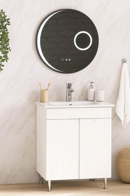 Set Mobilier Baie cu lavoar și Oglindă, Seria 033, Cu 2 uși, 60cm, Alb