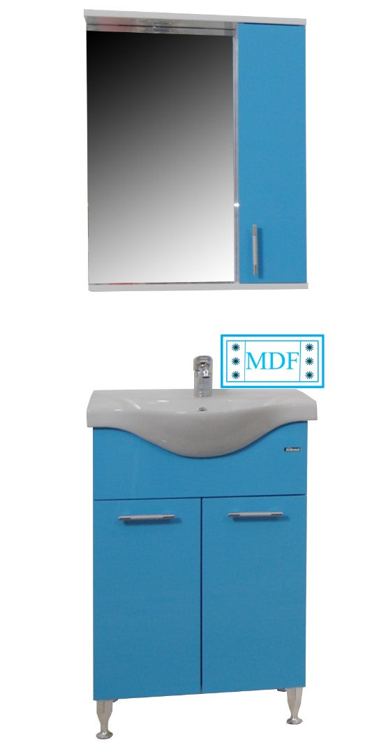 Mobilier Baie MDF și lavoar, Seria 153, 55cm, Bleu
