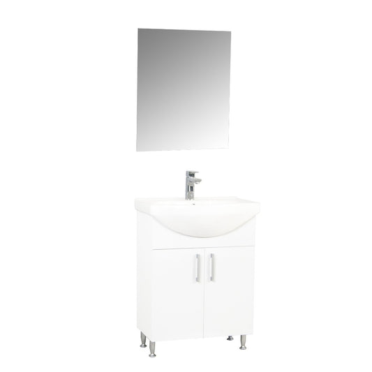 Set Mobilier Baie eco cu lavoar și Oglindă, Seria 005, 60cm, Alb