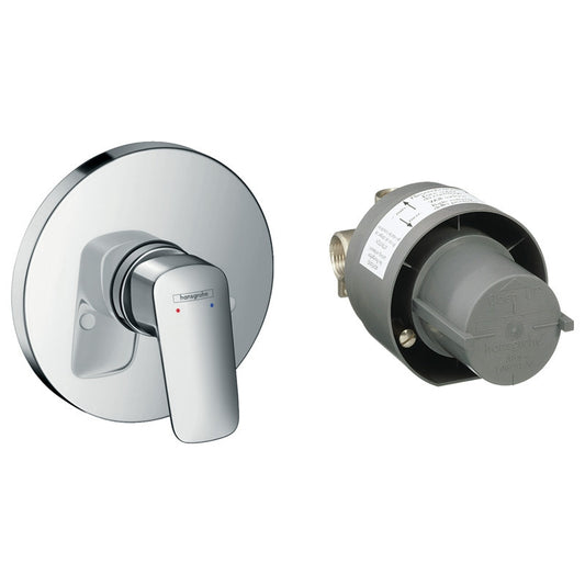 Set baterie dus si corp incastrat, Hansgrohe, Logis, Crom