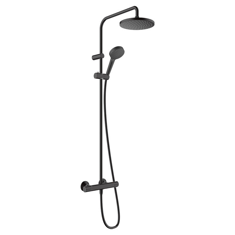 Set de dus Hansgrohe, Vernis Blend 200, cu baterie termostatata, negru mat
