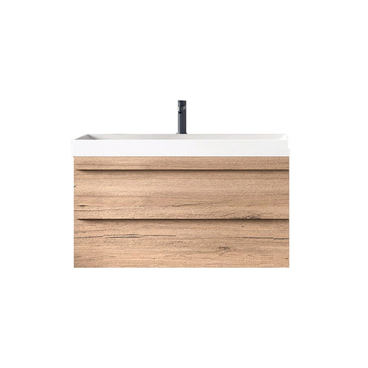 Set mobilier suspendat si lavoar, Kolpasan, Naomi, 80 cm, natural wood