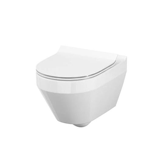 Set vas wc, Cersanit, Crea, oval, suspendat cu capac soft-close si easy off inclus