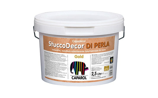 StuccoDecor Di Perla Gold - Masă de șpaclu decorativă pentru interior, cu aspect metalic perlat, 2.5 l