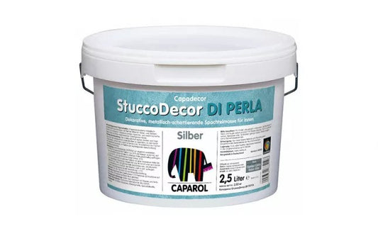 StuccoDecor Di Perla Silber - Masă de șpaclu decorativă pentru interior, cu aspect metalic perlat, 2.5 l