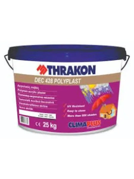 Tencuiala decorativa Thrakon DEC 428 POLYPLAST bob orez 1.5mm alb, 25kg