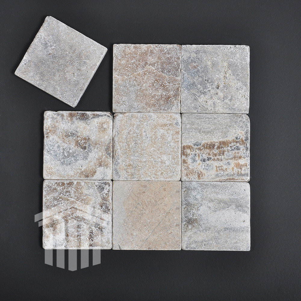 Travertin Silver Antichizat 10x10x1cm