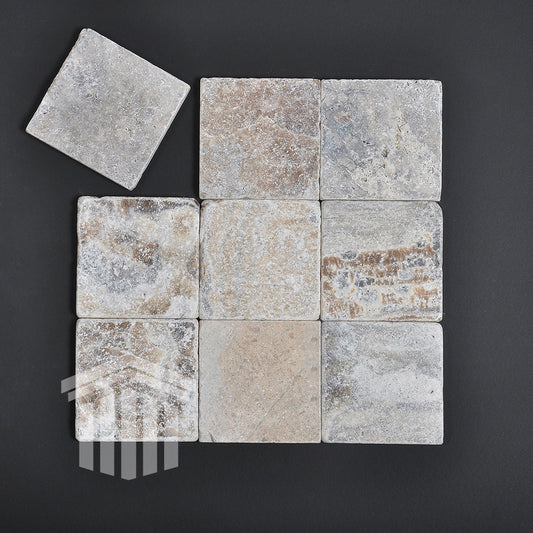 Travertin Silver Antichizat 10x10x1cm