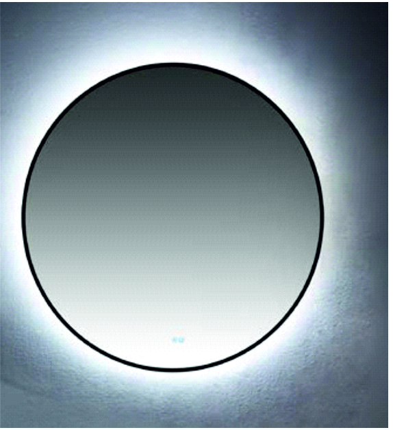 Oglinda LED Rhino, rama neagra, diam 70 cm
